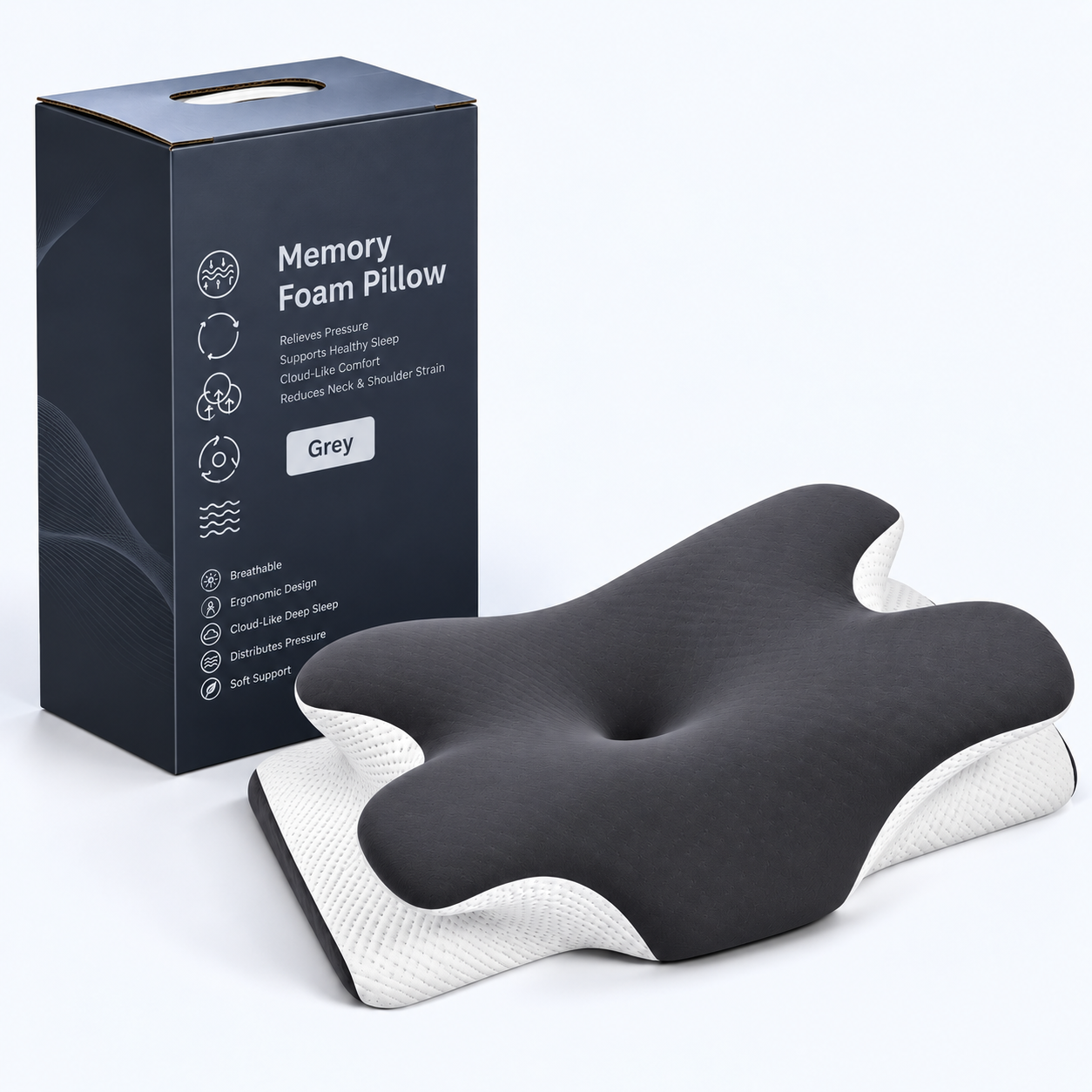 Ergonomic Cooling Memory Foam Pillow